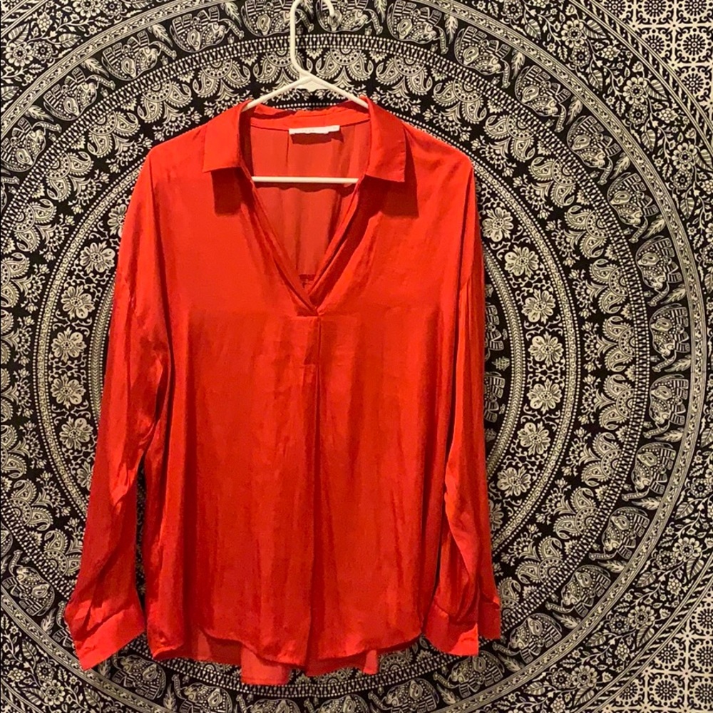 Silk like long sleeve shirt